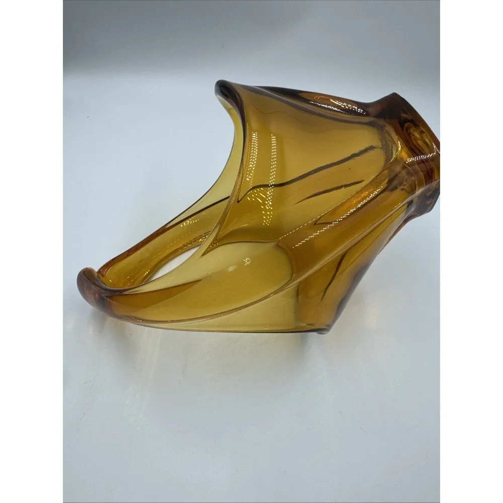 Vintage Mid Century‎ Modern Viking Amber Swung Art Glass Bowl Vase